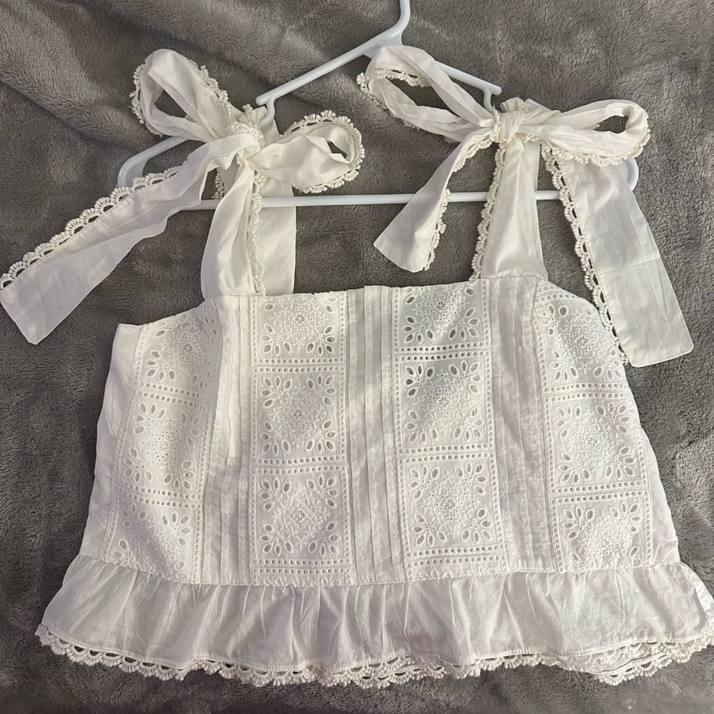 Farm Rio Off-White Lace Top